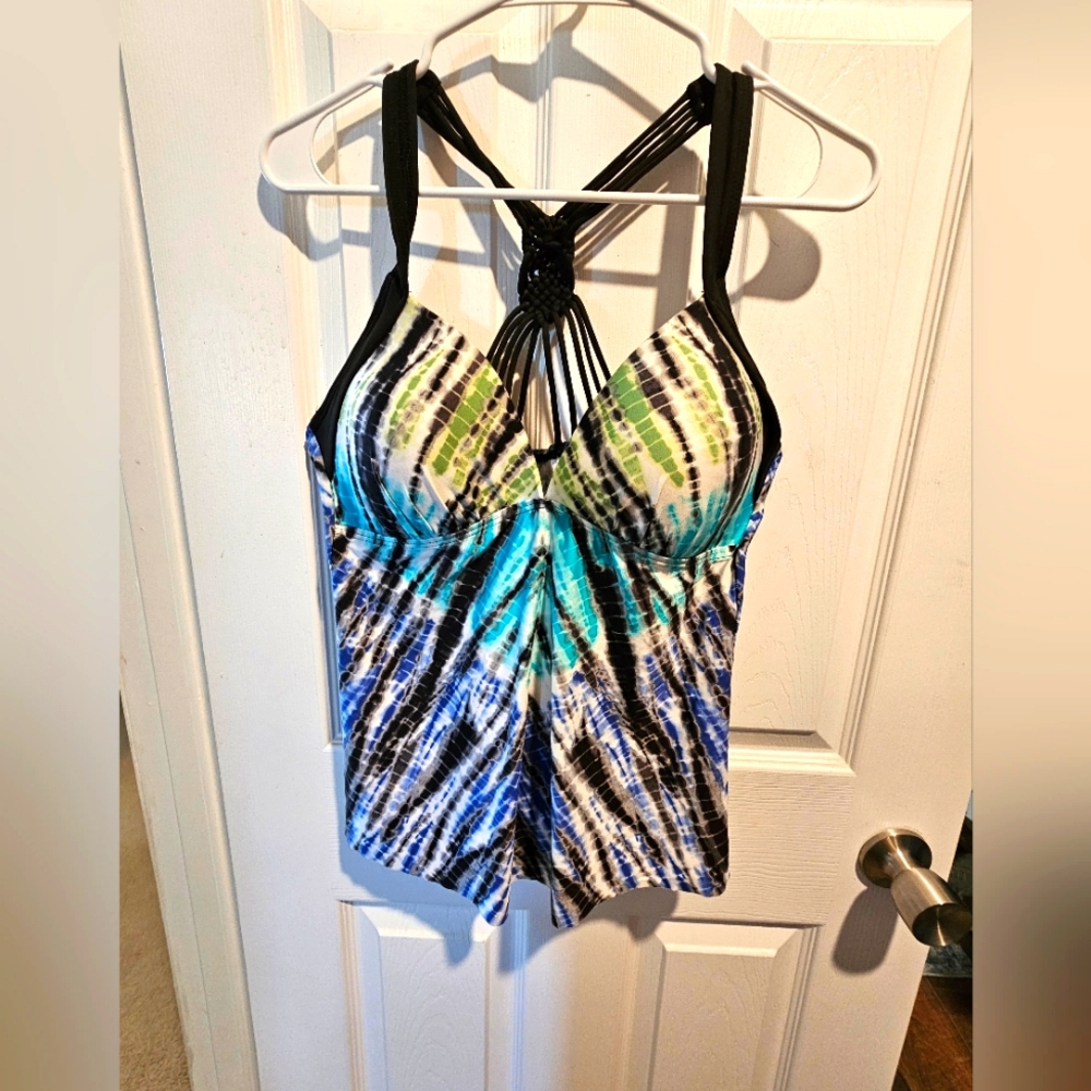 Multicolor Strappy Tankini